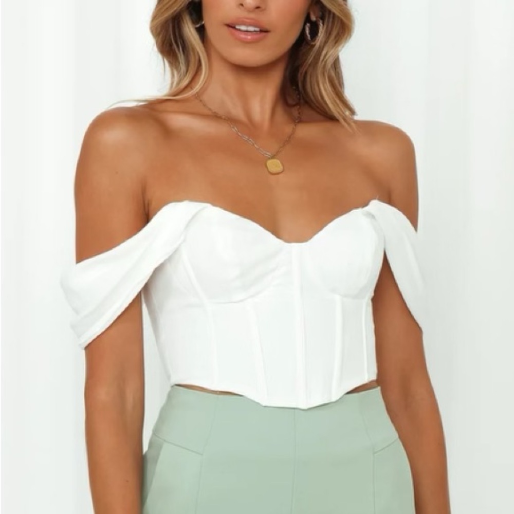 Hello Molly White Croset Crop Top